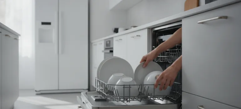 Beyaz eşya reklamı aile oyuncu çekimi için set ortamı