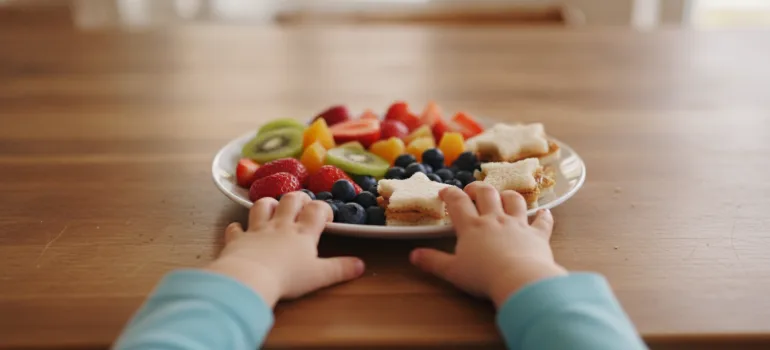 Gıda reklamı çocuk oyuncu çekimi için set ortamı
